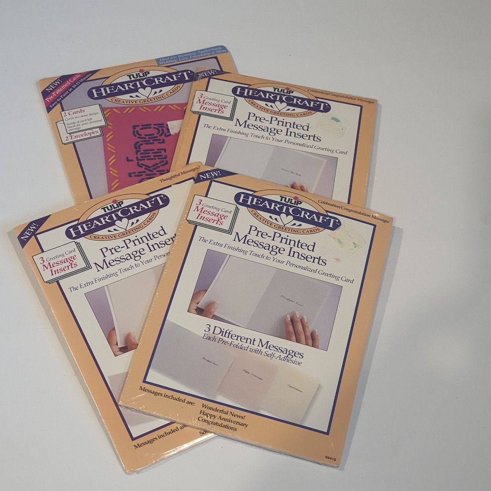Tulip HeartCraft Greeting‎ Cards & Message Inserts Set 4 Packs 04186 04415 04414